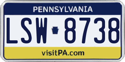 PA license plate LSW8738