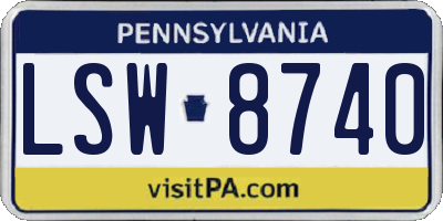 PA license plate LSW8740