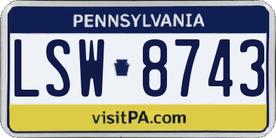PA license plate LSW8743