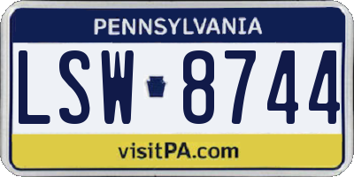 PA license plate LSW8744