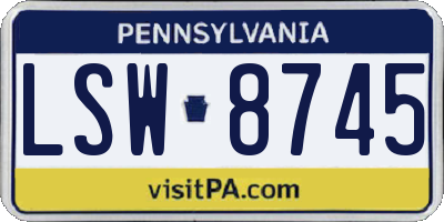 PA license plate LSW8745