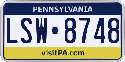 PA license plate LSW8748