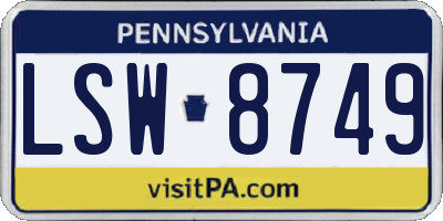 PA license plate LSW8749