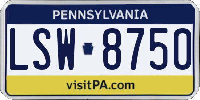PA license plate LSW8750