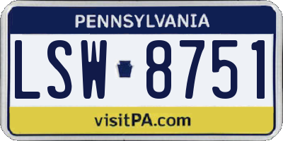 PA license plate LSW8751