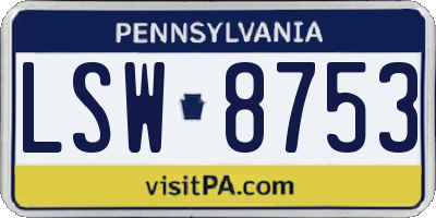 PA license plate LSW8753