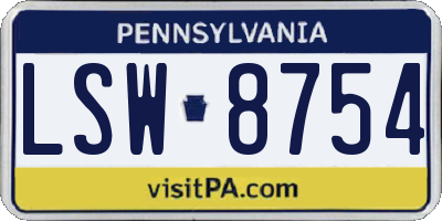PA license plate LSW8754