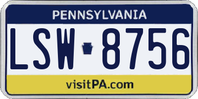 PA license plate LSW8756
