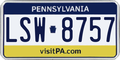 PA license plate LSW8757