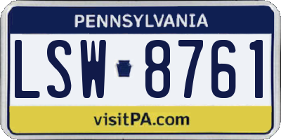 PA license plate LSW8761