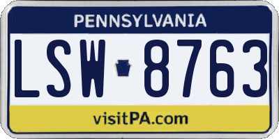 PA license plate LSW8763
