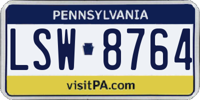 PA license plate LSW8764
