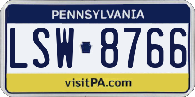 PA license plate LSW8766