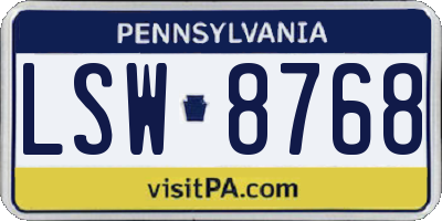 PA license plate LSW8768