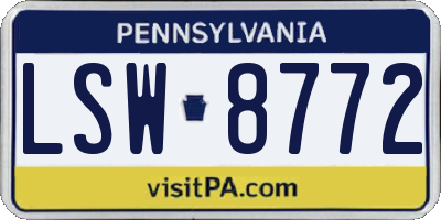 PA license plate LSW8772
