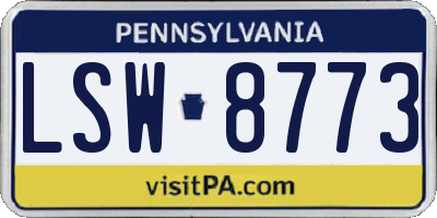 PA license plate LSW8773