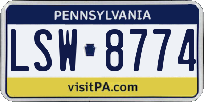 PA license plate LSW8774