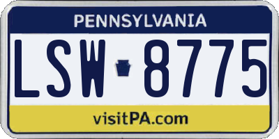 PA license plate LSW8775