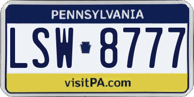 PA license plate LSW8777
