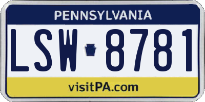 PA license plate LSW8781