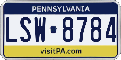PA license plate LSW8784