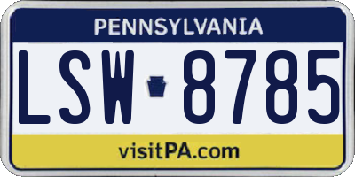 PA license plate LSW8785