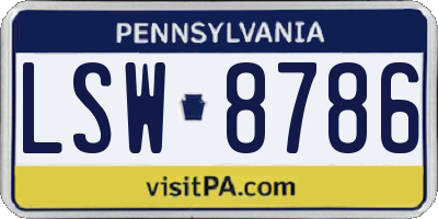 PA license plate LSW8786