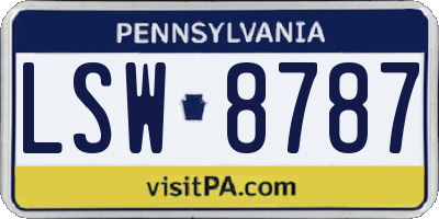 PA license plate LSW8787