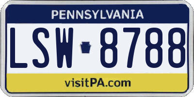 PA license plate LSW8788