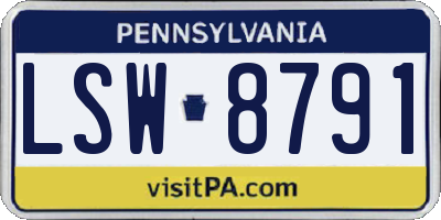 PA license plate LSW8791