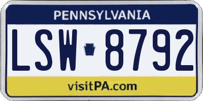 PA license plate LSW8792