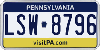 PA license plate LSW8796