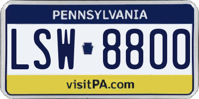 PA license plate LSW8800