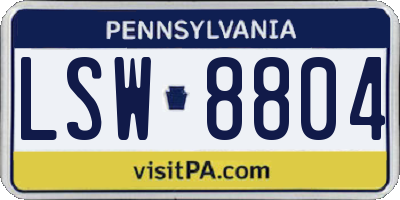PA license plate LSW8804