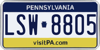 PA license plate LSW8805
