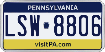 PA license plate LSW8806