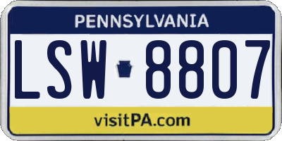 PA license plate LSW8807