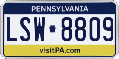 PA license plate LSW8809