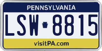 PA license plate LSW8815