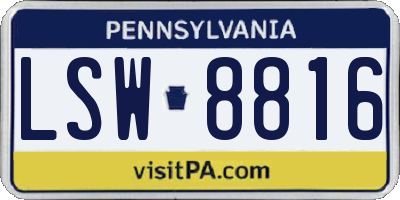 PA license plate LSW8816