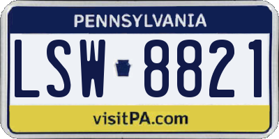 PA license plate LSW8821