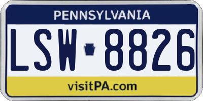 PA license plate LSW8826