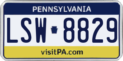 PA license plate LSW8829