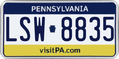PA license plate LSW8835