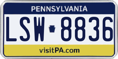 PA license plate LSW8836