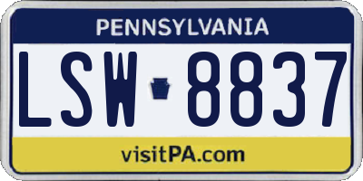 PA license plate LSW8837