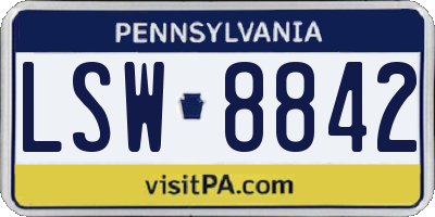 PA license plate LSW8842