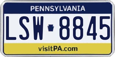 PA license plate LSW8845