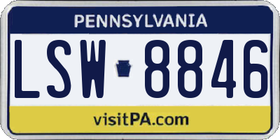 PA license plate LSW8846