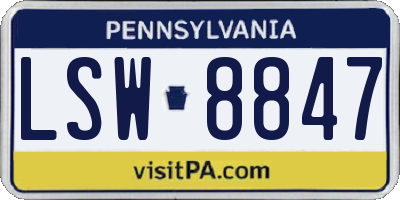 PA license plate LSW8847